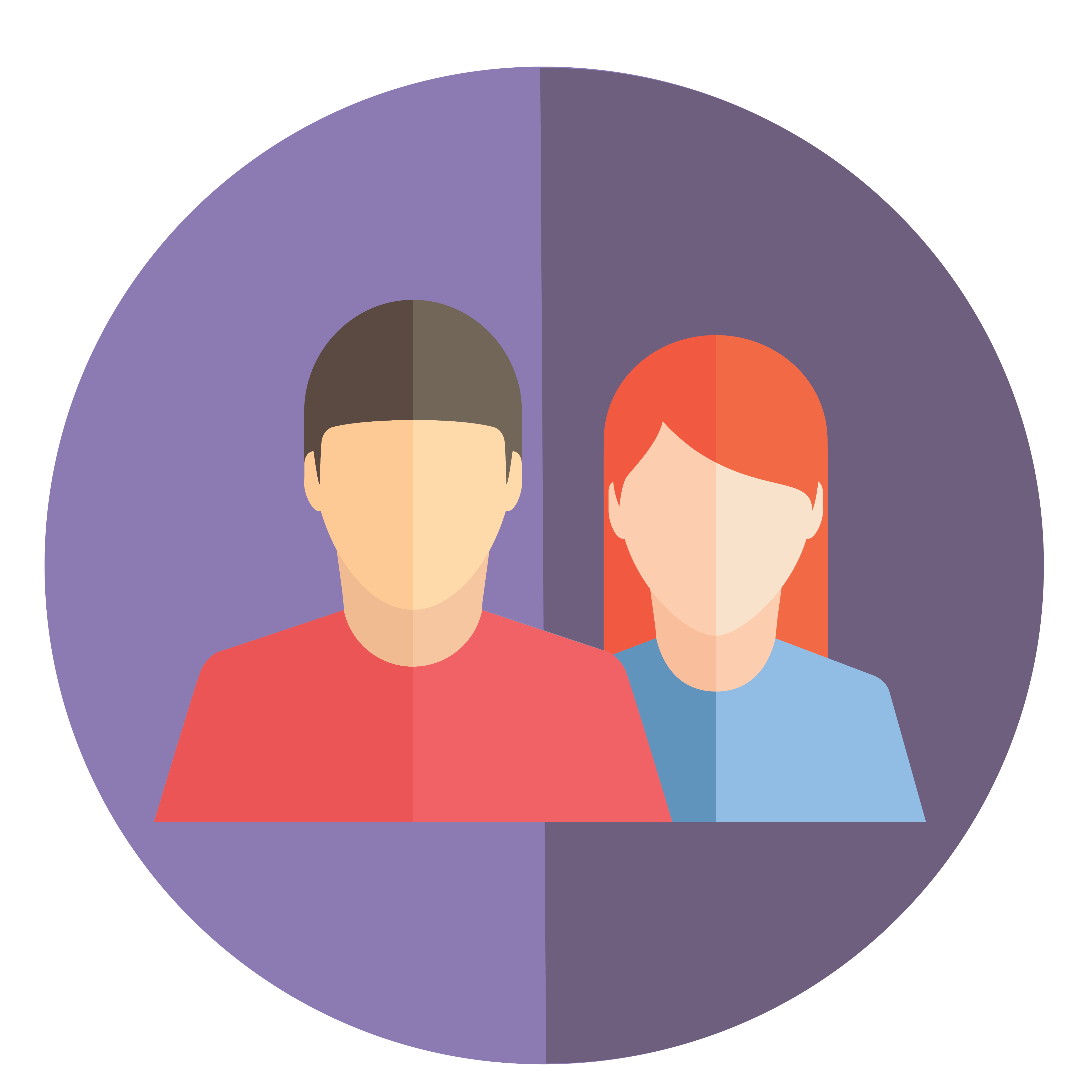 simplified illustration of two people in a purple circle