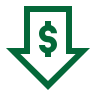 reduce costs - down arrow with $ in it icon