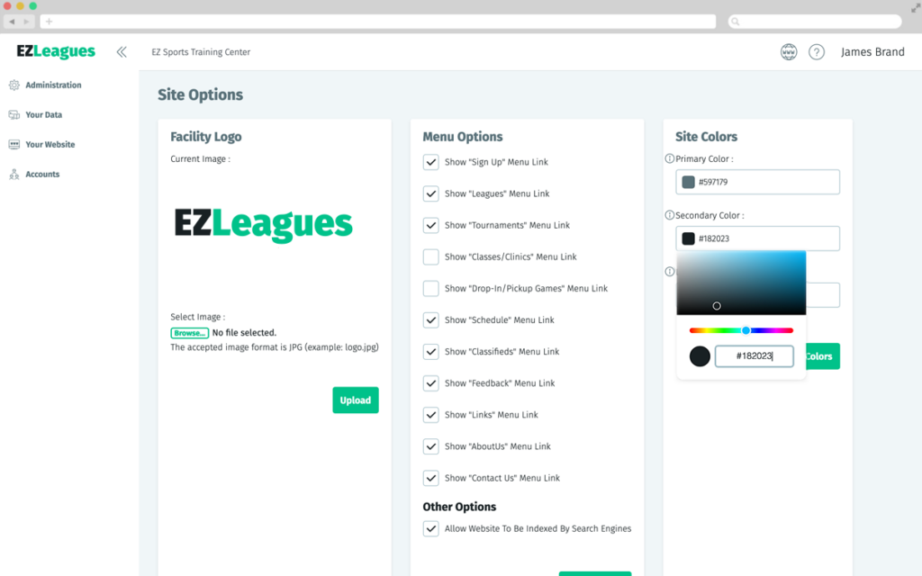 ezleagues-site-options