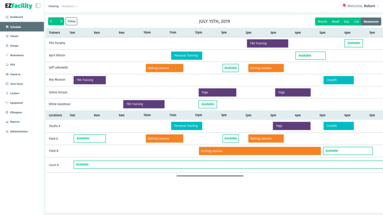 Schedule resources with EZFacility